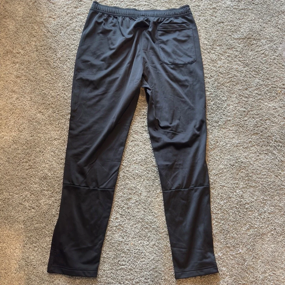 Adidas Mens Large Black Fleece Lined Track Pants Ankle Zip Joggers Training Pant